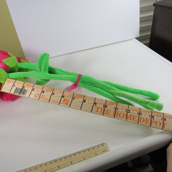 Plush (4) Fabric Pink Roses with strong bendable stems 20" long - Picture 4 of 7